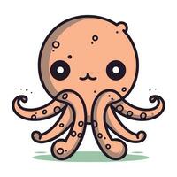 Cute cartoon octopus. Vector illustration of a cute octopus.