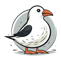 Vector illustration of a cute cartoon seagull on white background.