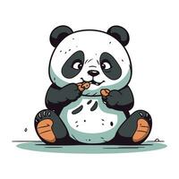 linda dibujos animados panda sentado en el suelo. vector ilustración.