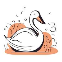 vector ilustración con blanco cisne en naranja antecedentes. plano diseño.