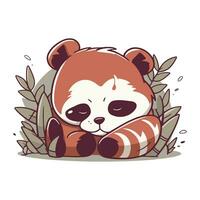 Cute panda bear sleeping. Vector illustration in cartoon style.