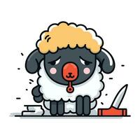 Sheep cartoon character vector illustration. Cute sheep mascot design.