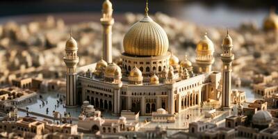a beautiful and luxurious miniature mosque, Generative AI photo