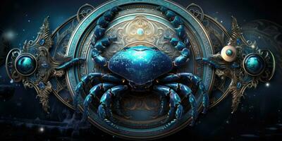 Cancer the Crab Zodiac Sign Generative AI photo