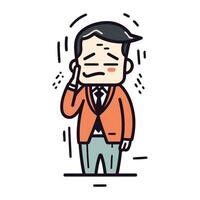 Businessman feeling tired and stressed. Vector illustration in flat cartoon style.