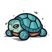 Cute cartoon turtle isolated on a white background. Vector illustration.