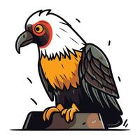 Illustration of a bald eagle sitting on a perch. Vector illustration