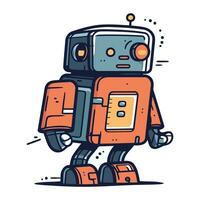 Cartoon robot. Vector illustration of a funny robot. Cute robot.