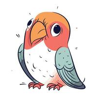 Cute parrot. Hand drawn vector illustration isolated on white background.