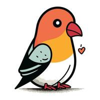 Vector illustration of a cute little bird with a heart on its beak