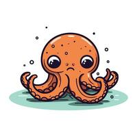 Cute octopus. Vector illustration. Isolated on white background.