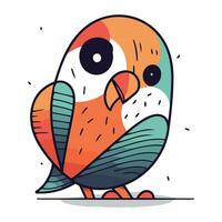 Vector illustration of cute parrot in cartoon style. Isolated on white background.