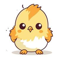 Cute little chicken. Vector illustration on white background. Cartoon style.