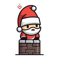 santa claus sitting on the chimney. vector illustration.