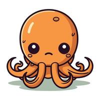 Cute cartoon octopus. Vector illustration. Isolated on white background.