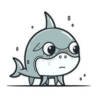 Cute cartoon shark. Vector illustration. Isolated on white background.