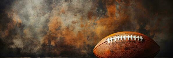 Touch football game nostalgia vintage leather brown hues background with empty space for text photo