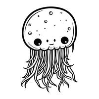 linda Medusa mar animal kawaii personaje vector ilustración diseño
