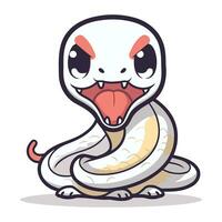 Cute snake character cartoon style vector illustration. Isolated on white.