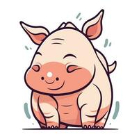 Cute little pig. Vector illustration. Isolated on white background.