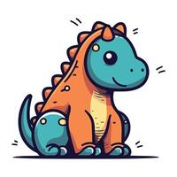 linda bebé dinosaurio. vector ilustración en garabatear estilo.