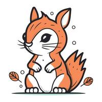 Cute squirrel. Hand drawn vector illustration. Line art style.