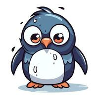 Cute penguin cartoon vector illustration isolated on a white background.