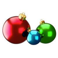 Three colorful baubles isolated on white background photo