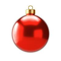 Red christmas bauble isolated on white background photo