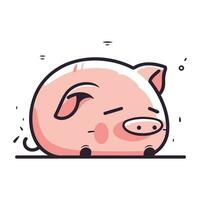 Cute pig cartoon vector illustration. Cute pig character for your design