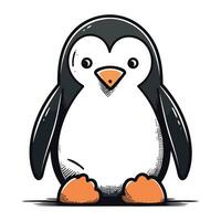 Cute penguin isolated on a white background. Vector illustration.