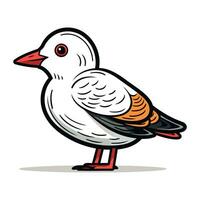 Cute seagull isolated on white background. Vector illustration.