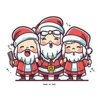 Cartoon santa claus family. Cute vector illustration.