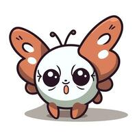 Butterfly cartoon character. Cute kawaii vector illustration.