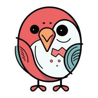 Cute cartoon bird. Vector illustration. Isolated on white background.