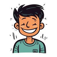 Vector illustration of smiling boy in t shirt. Cartoon style.