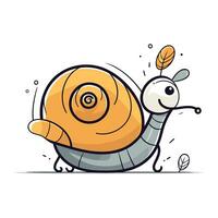 Cute cartoon snail. Vector illustration of a funny snail character.