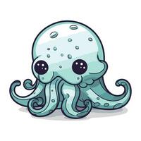 pulpo dibujos animados personaje aislado en un blanco antecedentes. vector ilustración.