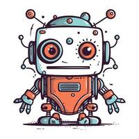 Cute robot. Vector illustration. Cute cartoon robot character.