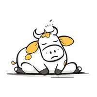 Cute cartoon cow. Vector illustration. Isolated on white background.