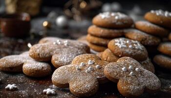 Homemade shortbread snowflakes, a winter indulgence generated by AI photo