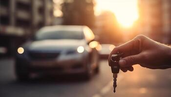 conductor participación coche llave, Listo a conducir generado por ai foto