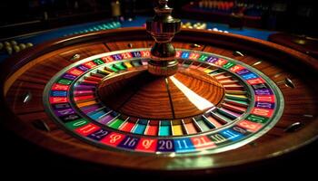 hilado ruleta rueda trae poder, riesgo, y oportunidad a casino generado por ai foto