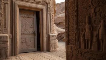 Ancient ruins of pharaoh tomb, a symbol of Egyptian culture generated by AI photo