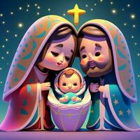 Christmas nativity scene, Mary Jesus and Saint Joseph photo