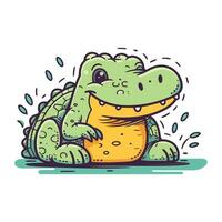 Cute crocodile. Vector illustration isolated on a white background.