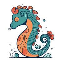 Hippocampus. Sea horse. Colorful vector illustration.