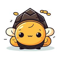 Cute little bee cartoon vector illustration. Cute kawaii bee character design.