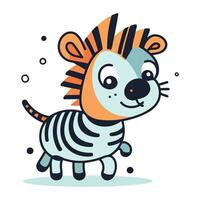 Cute cartoon zebra. Vector illustration in a flat style.