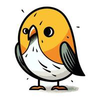 Funny cartoon bird. Vector illustration isolated on a white background.